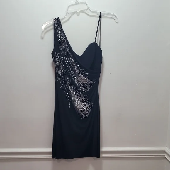 B Darlin | Dresses | B Darlin One Shoulder Black Dress With Silver Details  | Poshmark